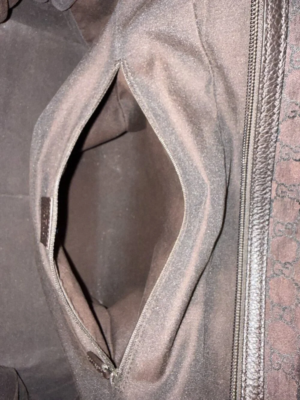 Gucci $1027 GG Canvas & Leather Princy Tote in Dark Brown